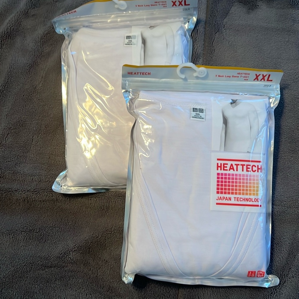 NWT Uniqlo HeatTech v-neck white undershirts, selling together